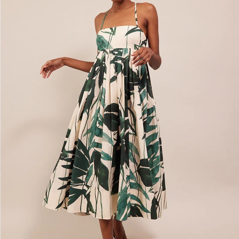 CARA CARA Leo Midi Dress in Palm Oasis Turtledove